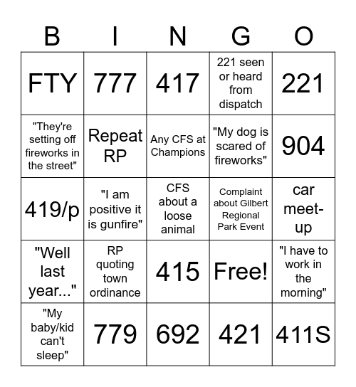 July 4th Bingo! Bingo Card