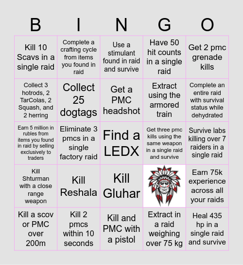 FaT - Escape from Tarkov Bingo Card