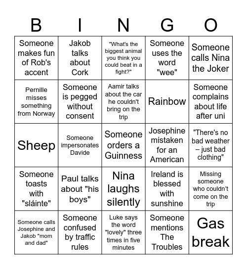 IRELAND 2025 Bingo Card