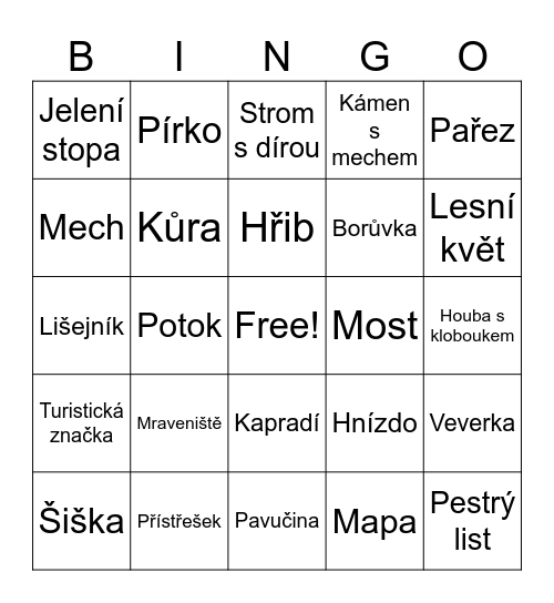 Lesní Bingo Card