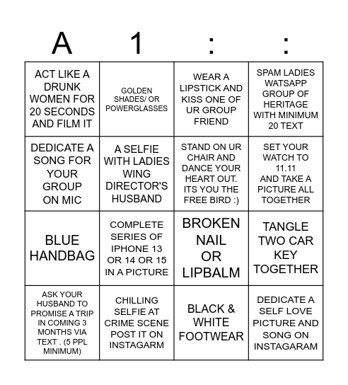 HERITAGE'S BINGO Card