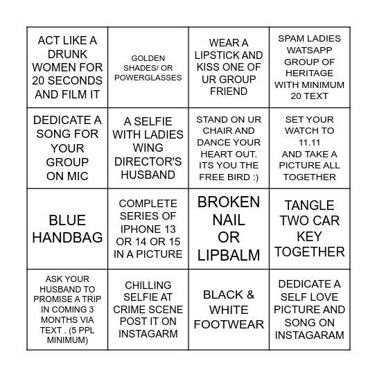 HERITAGE'S BINGO Card