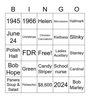 Bakowski BINGO Card