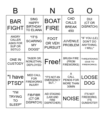 4TH OF JULY Bingo Card