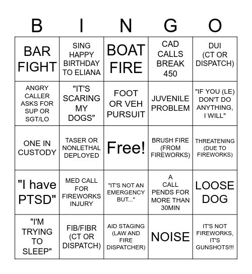 4TH OF JULY Bingo Card