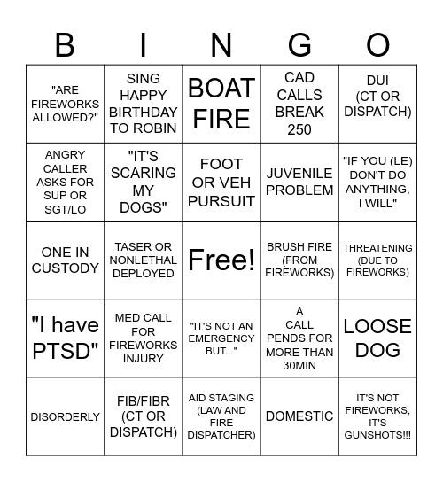 4TH OF JULY Bingo Card