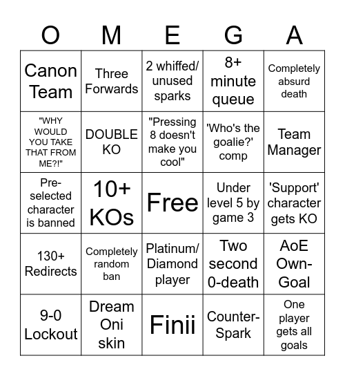 Omega Strikers BingoO Bingo Card