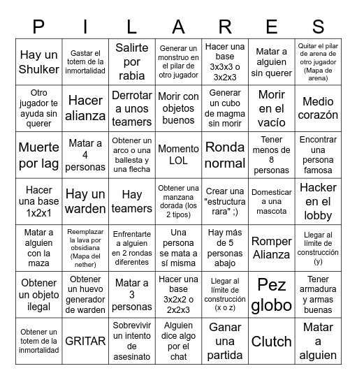 Pilares de la Fortuna Bingo Card