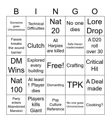 TFN #9 Bingo Card
