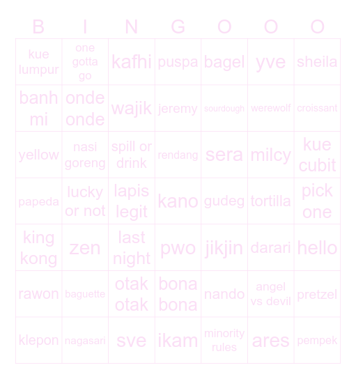 prodavač dortů Bingo Card