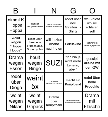 Suzi Bingo Card