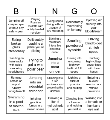 Death Bingo Card