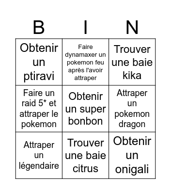 Pokemon Bingo Card