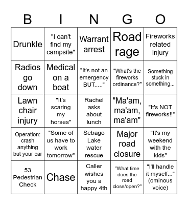 4th of July BINGOOO Bingo Card