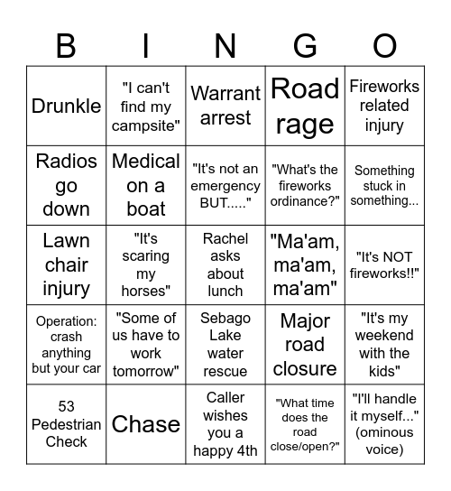 4th of July BINGOOO Bingo Card