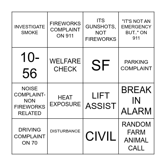 JULY 4TH BINGO Card