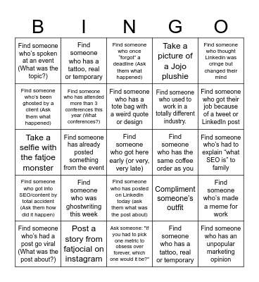fatjocial Bingo Card