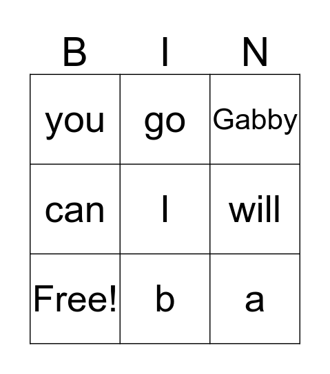 Braille Bingo Card