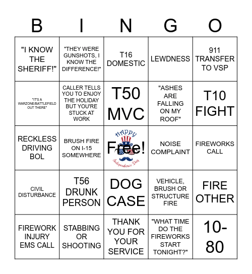 4TH OF JULY DISPATCH Bingo Card
