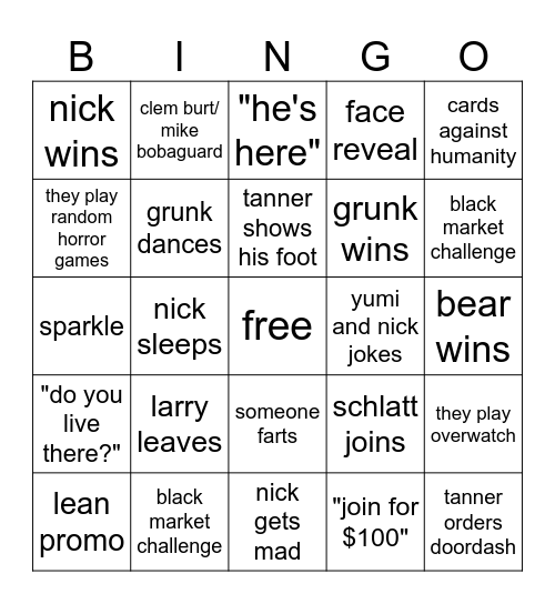 ltlvc v Bingo Card