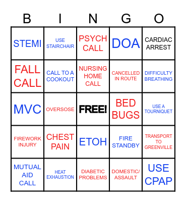 4TH OF JULY BINGO- EMS EDITION Bingo Card