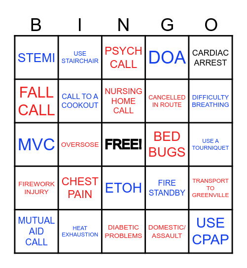 4TH OF JULY BINGO- EMS EDITION Bingo Card