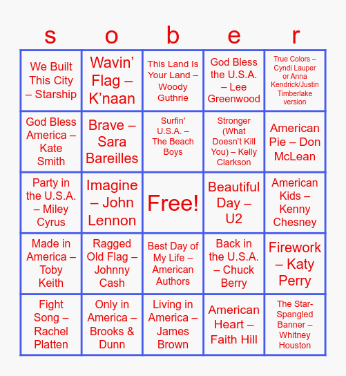 Fourth Of July Bingo! Bingo Card