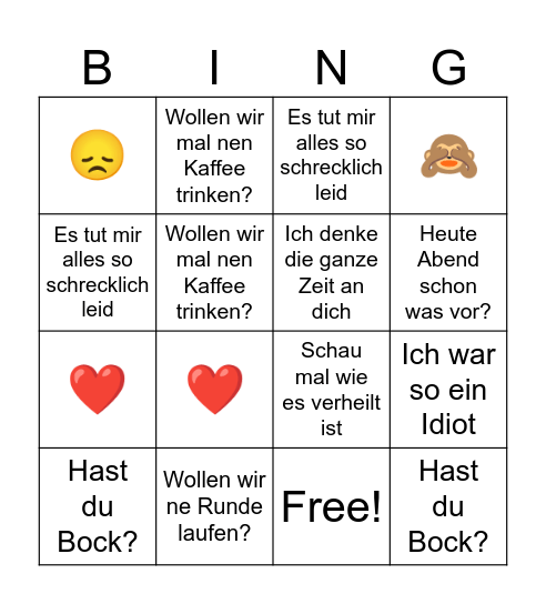 Lovers Bullshit Bingo Card