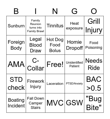 4th of July Bingo Card
