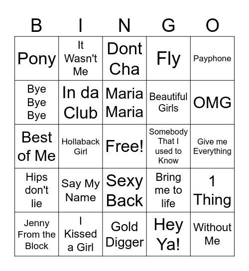 2000s Bingo Card