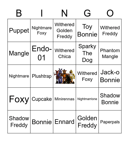 Five Nights at Bingo's Bingo Card