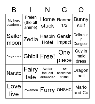 Cosplay bingo! (Anime) Bingo Card