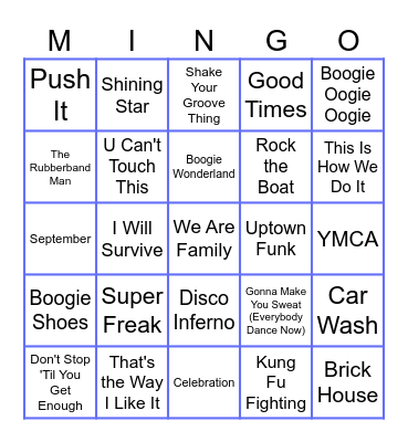 Roller Rink Favorites Bingo Card