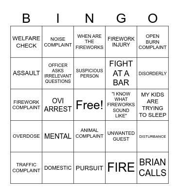 DISPATCH JULY 4TH BINGO Card