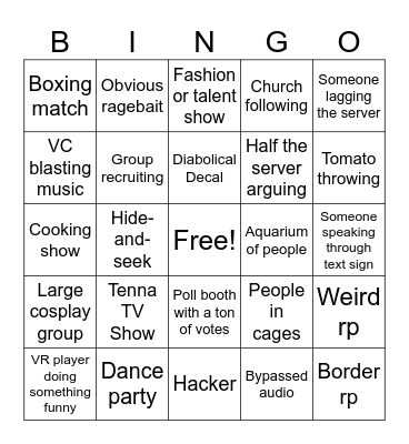 General Goofballery (Booth Game Bingo) Bingo Card