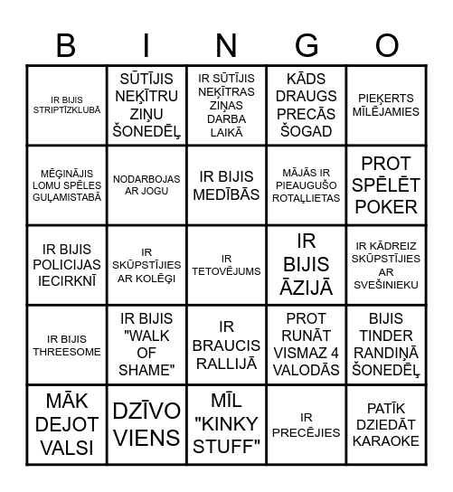 DZINČAM VECPUIŠNIEKS Bingo Card