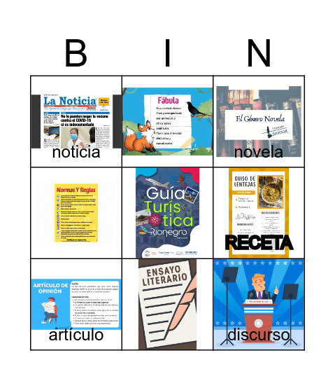 BINGO TEXTUAL Bingo Card