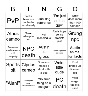 RWD campanha 3 Bingo Card