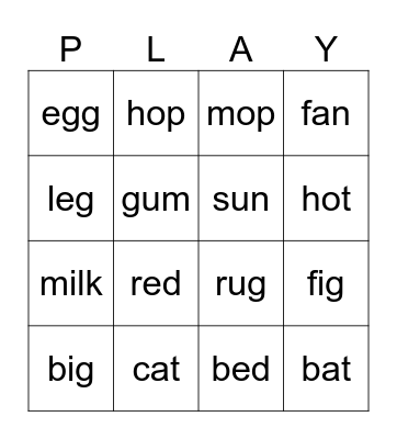 KIDS 3 BINGO Card