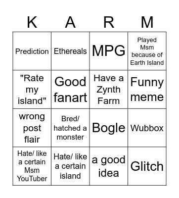 r/MySingingMonsters Reddit Bingo Card