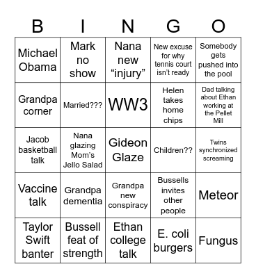 Bussell 4th of July Bingo Card