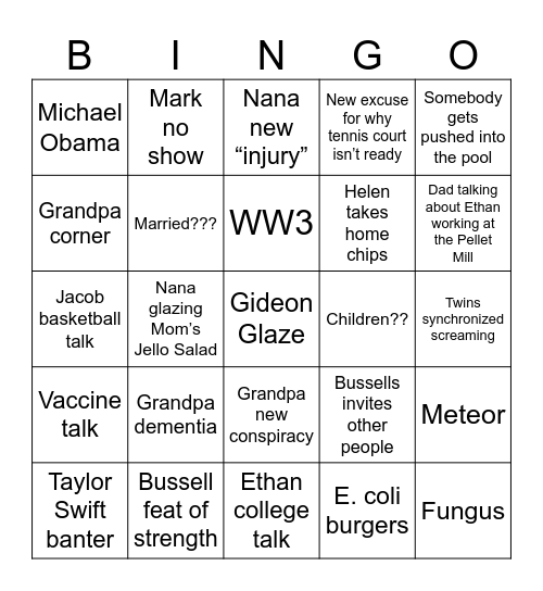 Bussell 4th of July Bingo Card