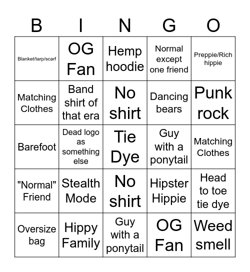 Phish Bingo Card
