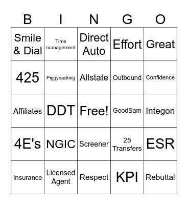 Day one Bingo Card