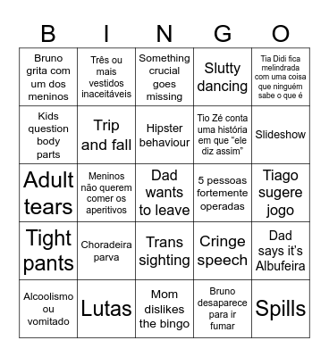 Welcome Drinks Bingo Card