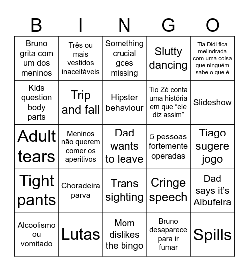 Welcome Drinks Bingo Card