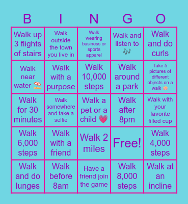 Walking Bingo Card