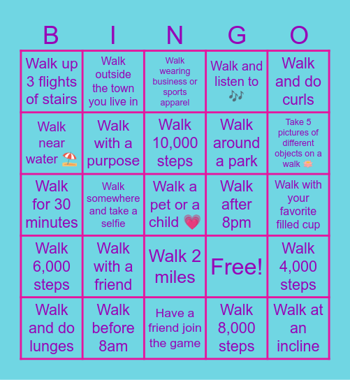 Walking Bingo Card
