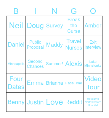 Just For the Summer Bingo Card
