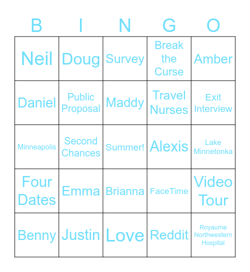 Just For the Summer Bingo Card